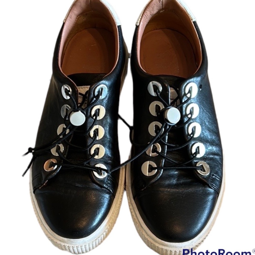 MJUS black leather slip on sneakers size 36 (US 6)